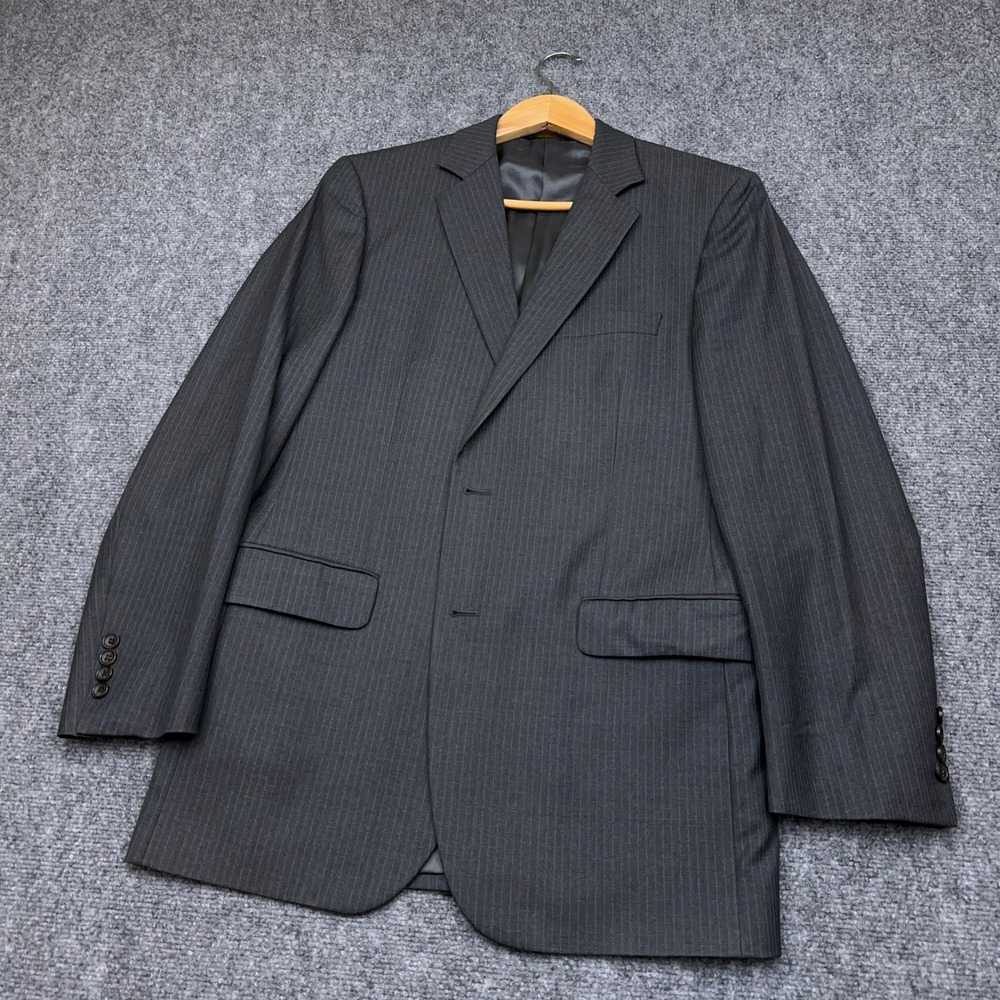 Brooks Brothers 1818 Fitzgerald Suit Jacket Mens 41L Gray Pinstripe Vitale Wool